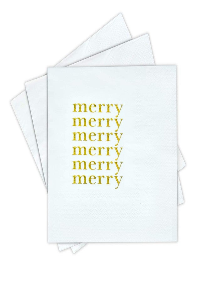 Sunshine Supply Merry Christmas Cocktail Napkins - Gold Foil 3-Ply Disposable Holiday Napkins for Christmas Parties, Holiday Hosting and Festive Cocktail Bars - Image 1